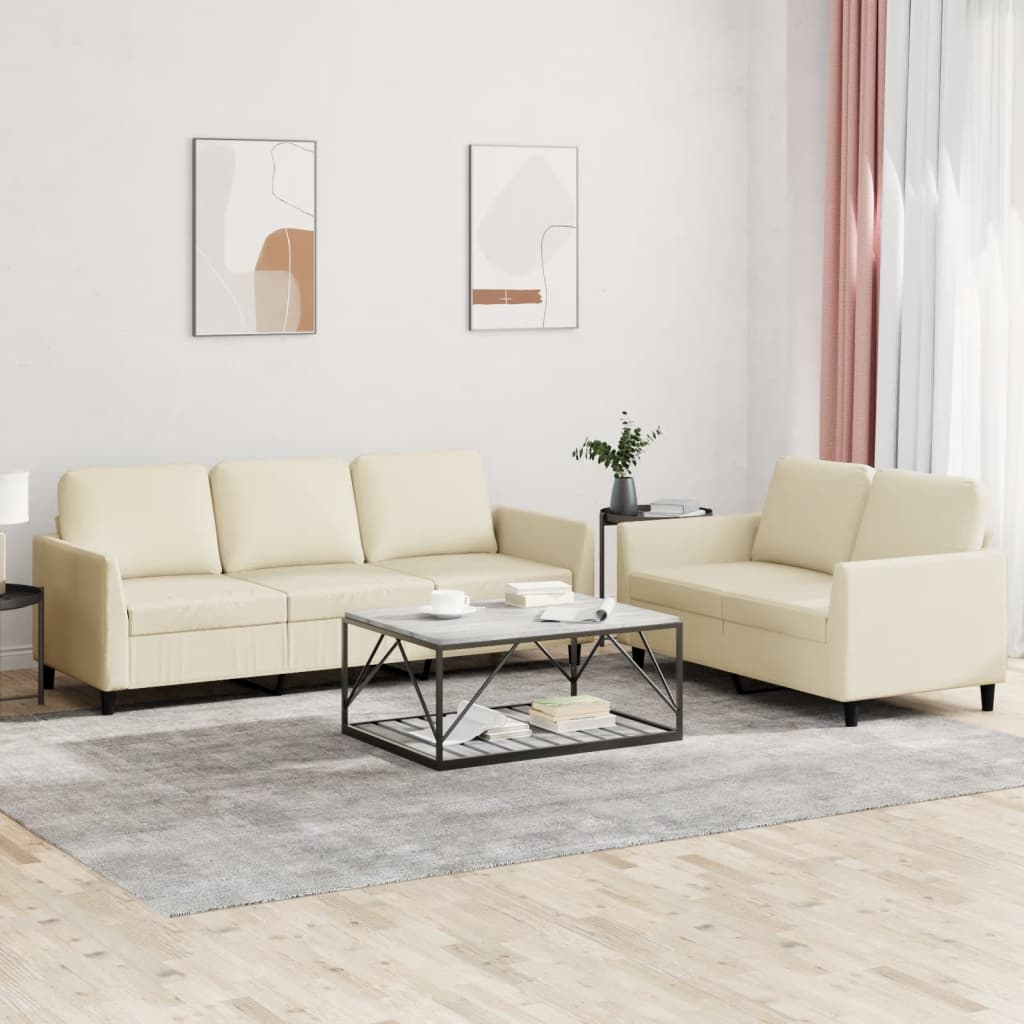 2-delige Loungeset met kussens kunstleer crème is nu te koop bij PeponiXL, paradijselijk wonen!
