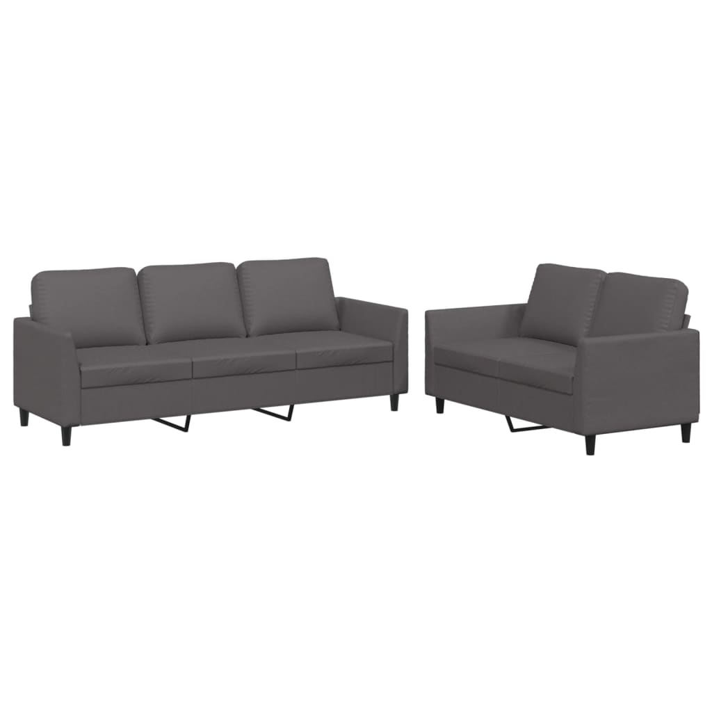2-delige Loungeset met kussens kunstleer grijs is nu te koop bij PeponiXL, paradijselijk wonen!