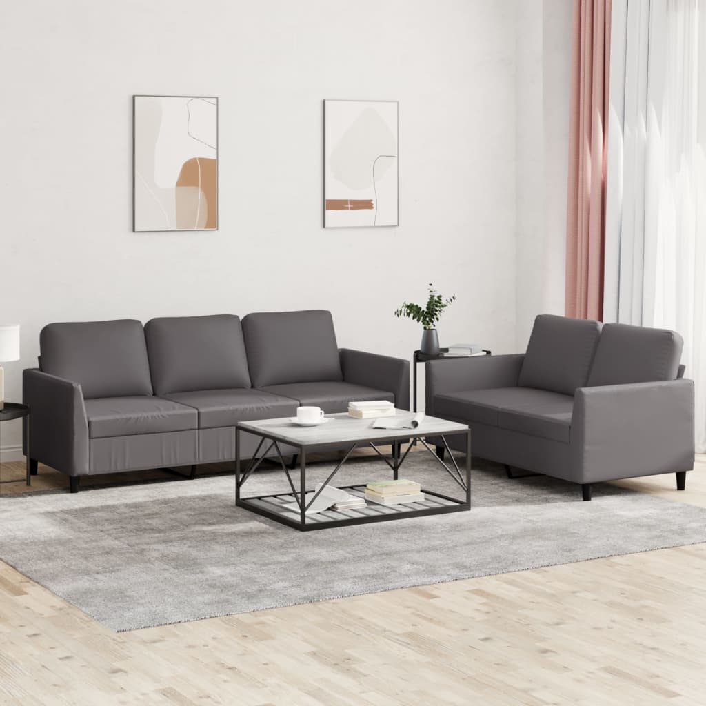 2-delige Loungeset met kussens kunstleer grijs is nu te koop bij PeponiXL, paradijselijk wonen!