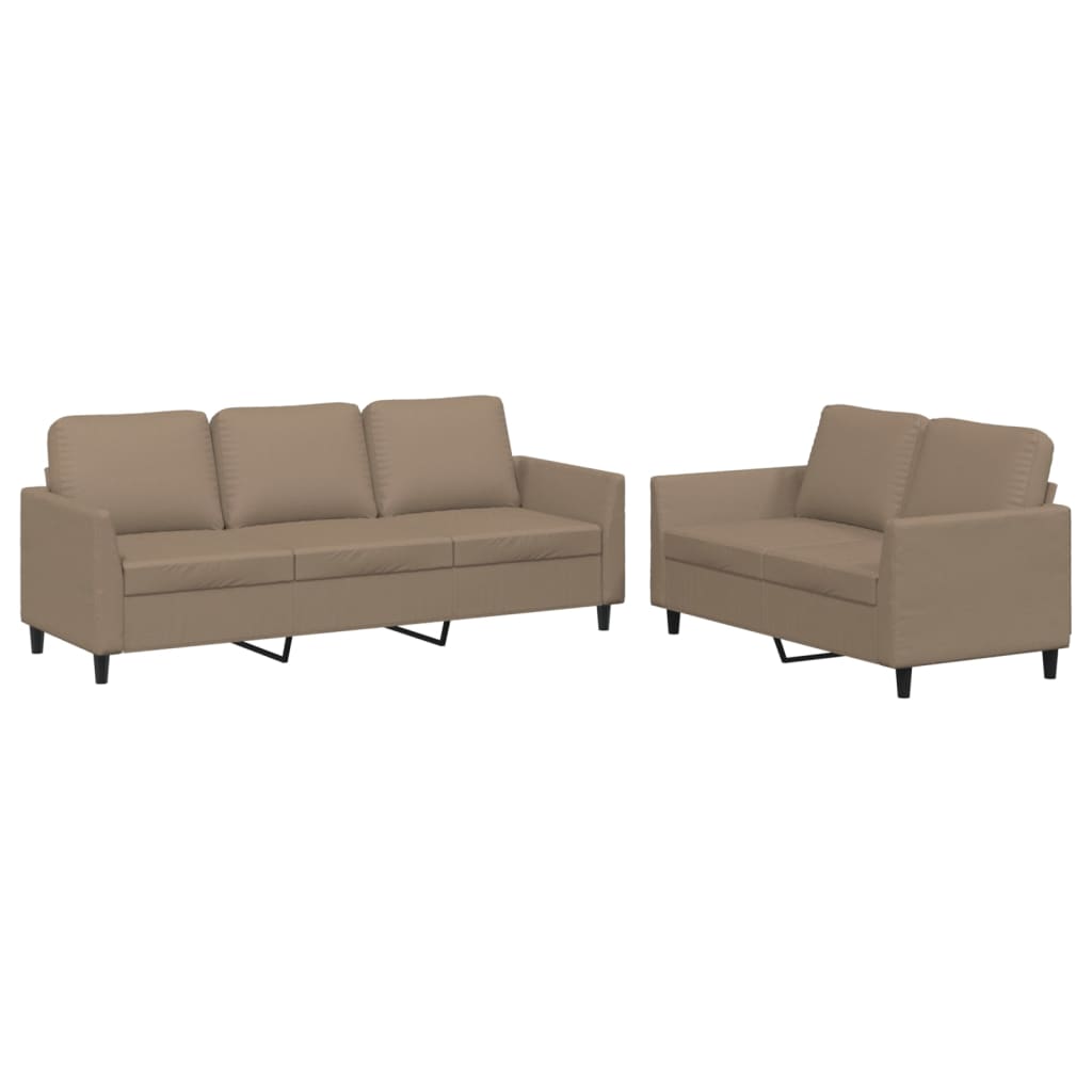 2-delige Loungeset met kussens kunstleer cappuccino is nu te koop bij PeponiXL, paradijselijk wonen!