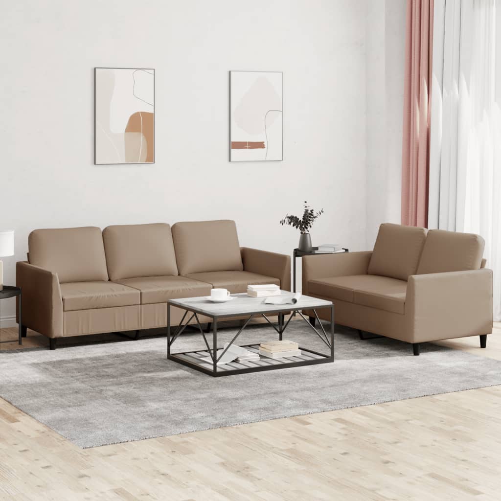 2-delige Loungeset met kussens kunstleer cappuccino is nu te koop bij PeponiXL, paradijselijk wonen!