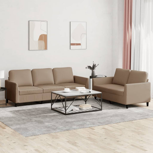 2-delige Loungeset met kussens kunstleer cappuccino is nu te koop bij PeponiXL, paradijselijk wonen!