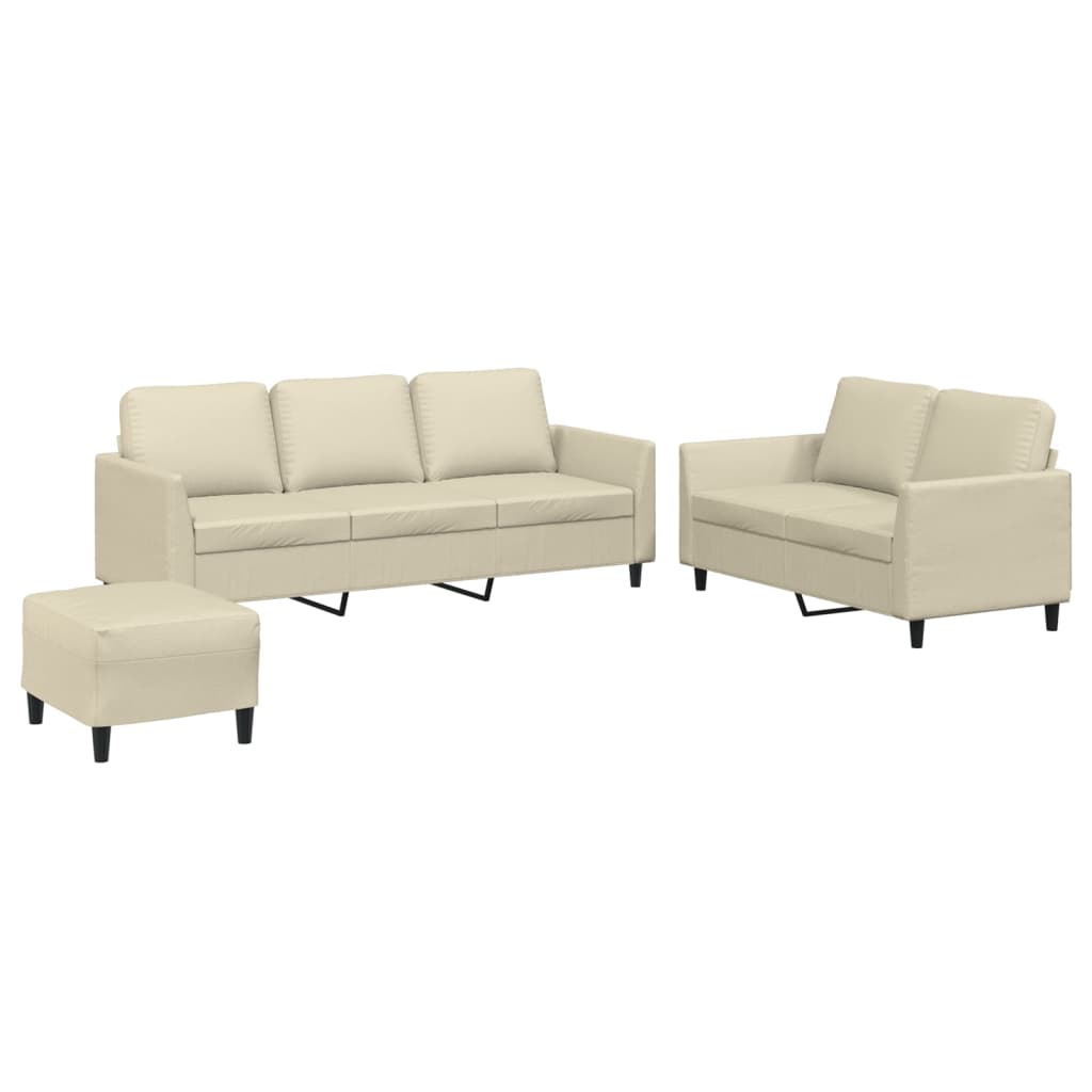 3-delige Loungeset met kussens kunstleer crème is nu te koop bij PeponiXL, paradijselijk wonen!