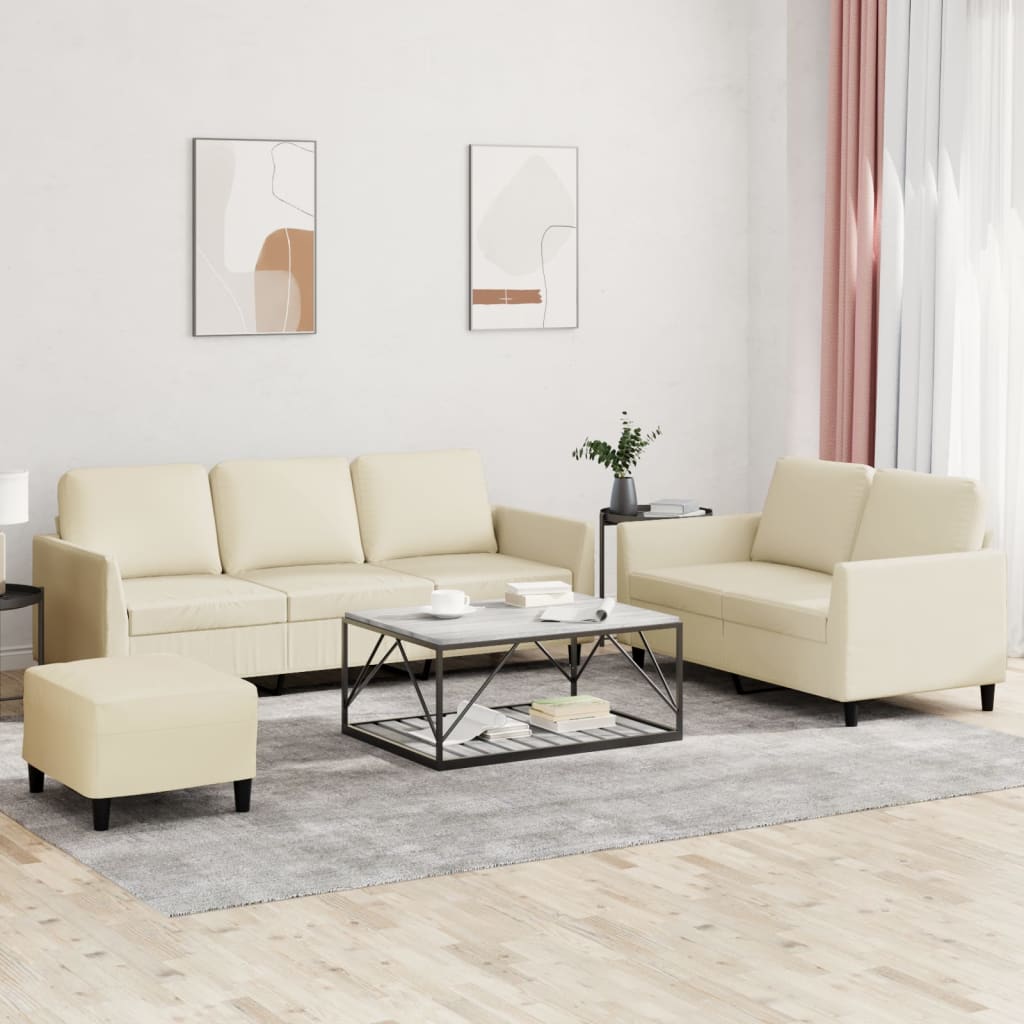 3-delige Loungeset met kussens kunstleer crème is nu te koop bij PeponiXL, paradijselijk wonen!