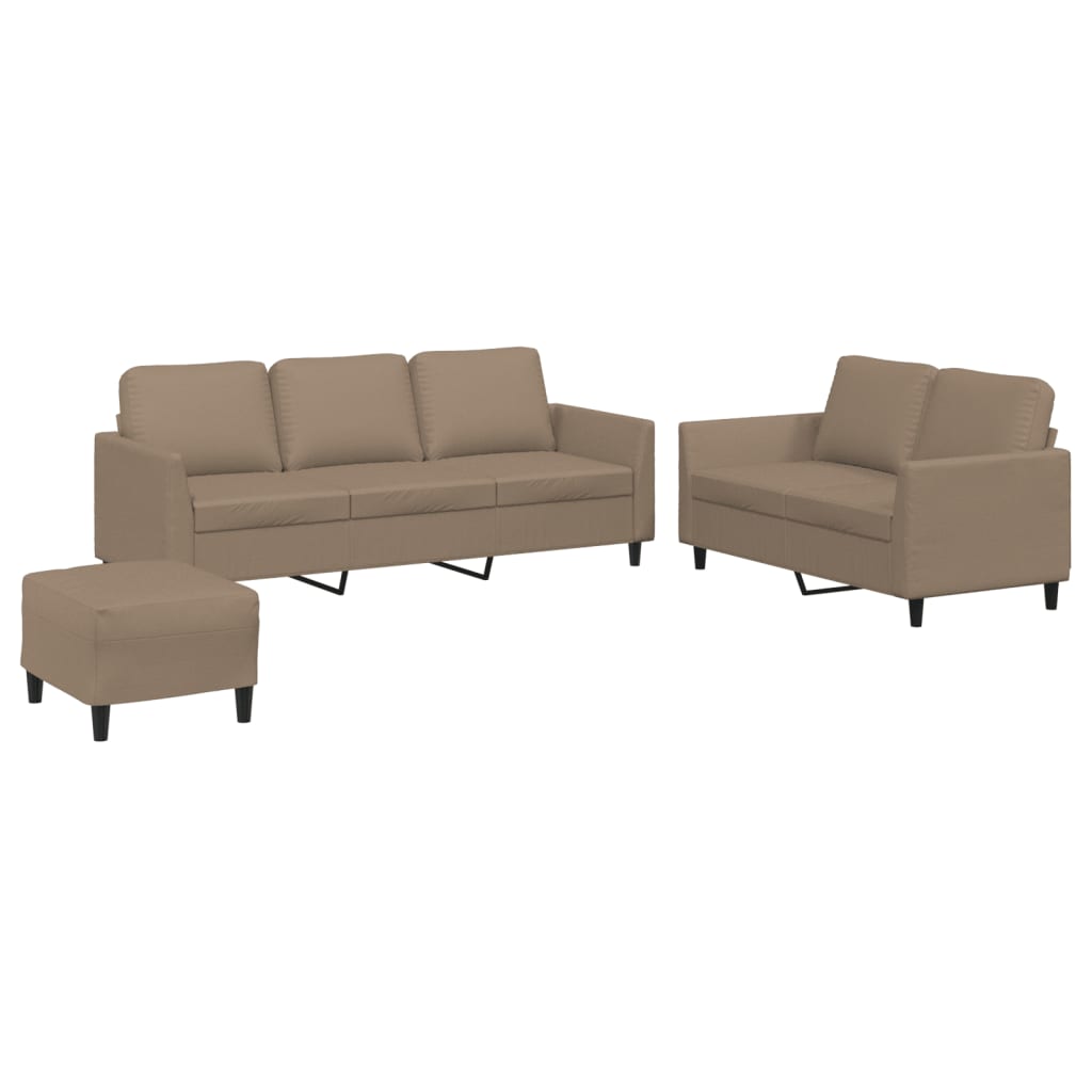 3-delige Loungeset met kussens kunstleer cappuccino is nu te koop bij PeponiXL, paradijselijk wonen!