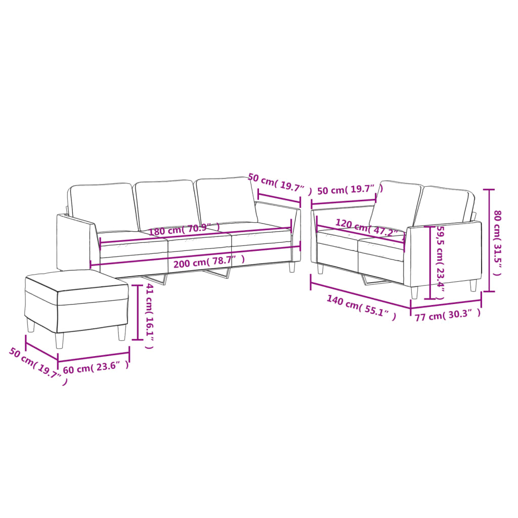3-delige Loungeset met kussens kunstleer cappuccino is nu te koop bij PeponiXL, paradijselijk wonen!