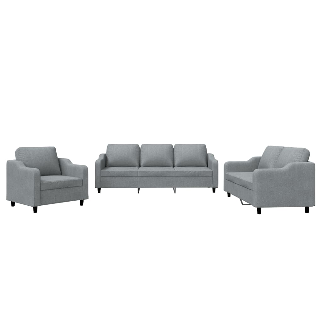3-delige Loungeset met kussens stof lichtgrijs is nu te koop bij PeponiXL, paradijselijk wonen!