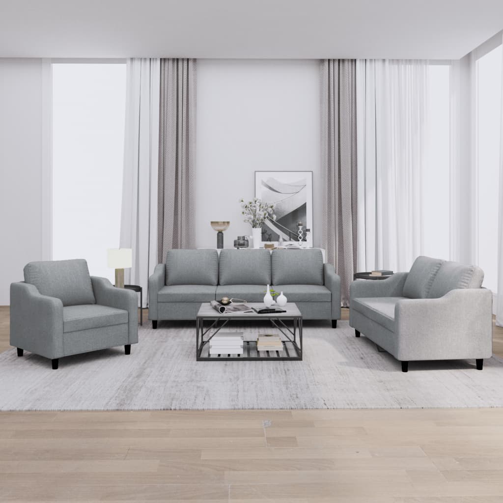 3-delige Loungeset met kussens stof lichtgrijs is nu te koop bij PeponiXL, paradijselijk wonen!