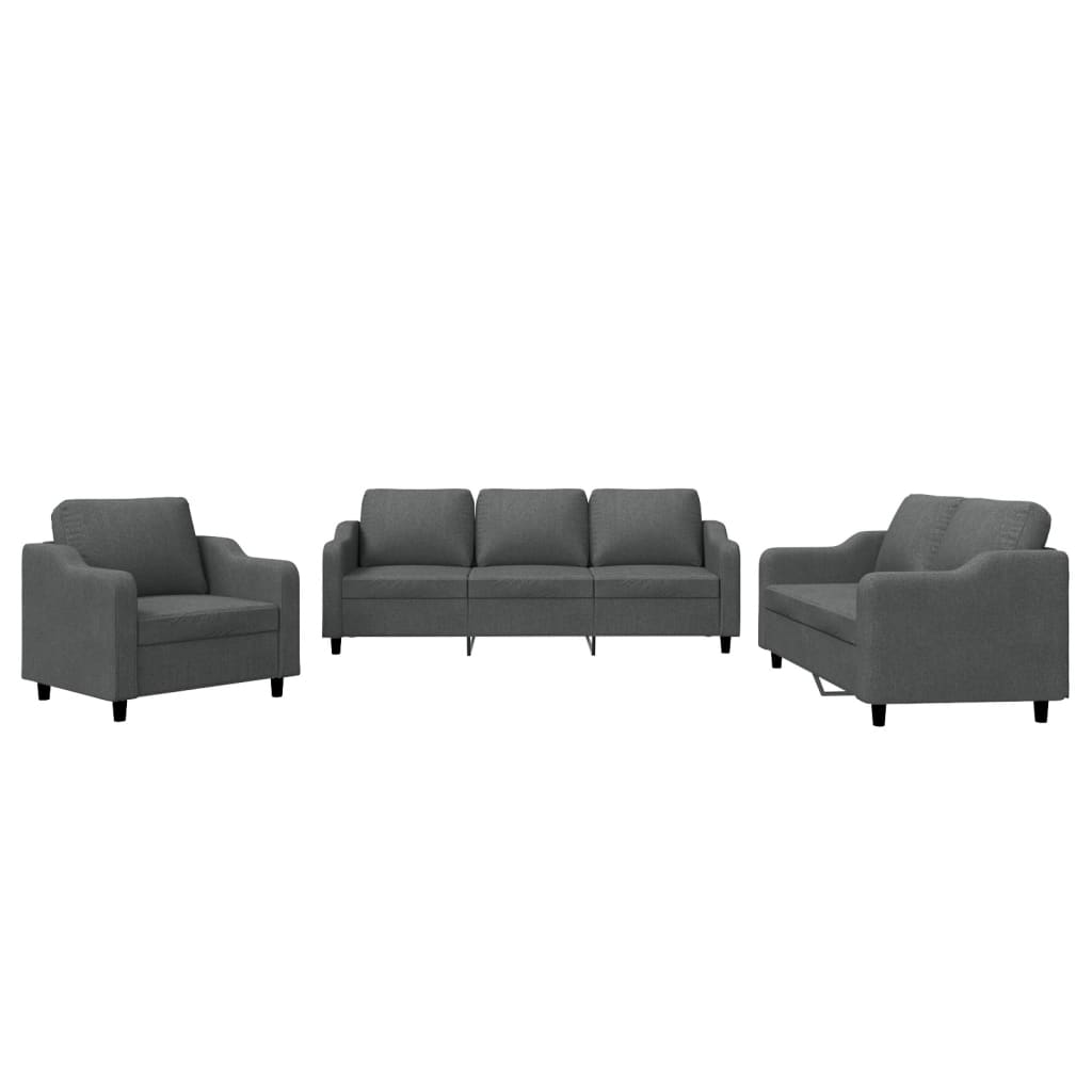 3-delige Loungeset met kussens stof donkergrijs is nu te koop bij PeponiXL, paradijselijk wonen!