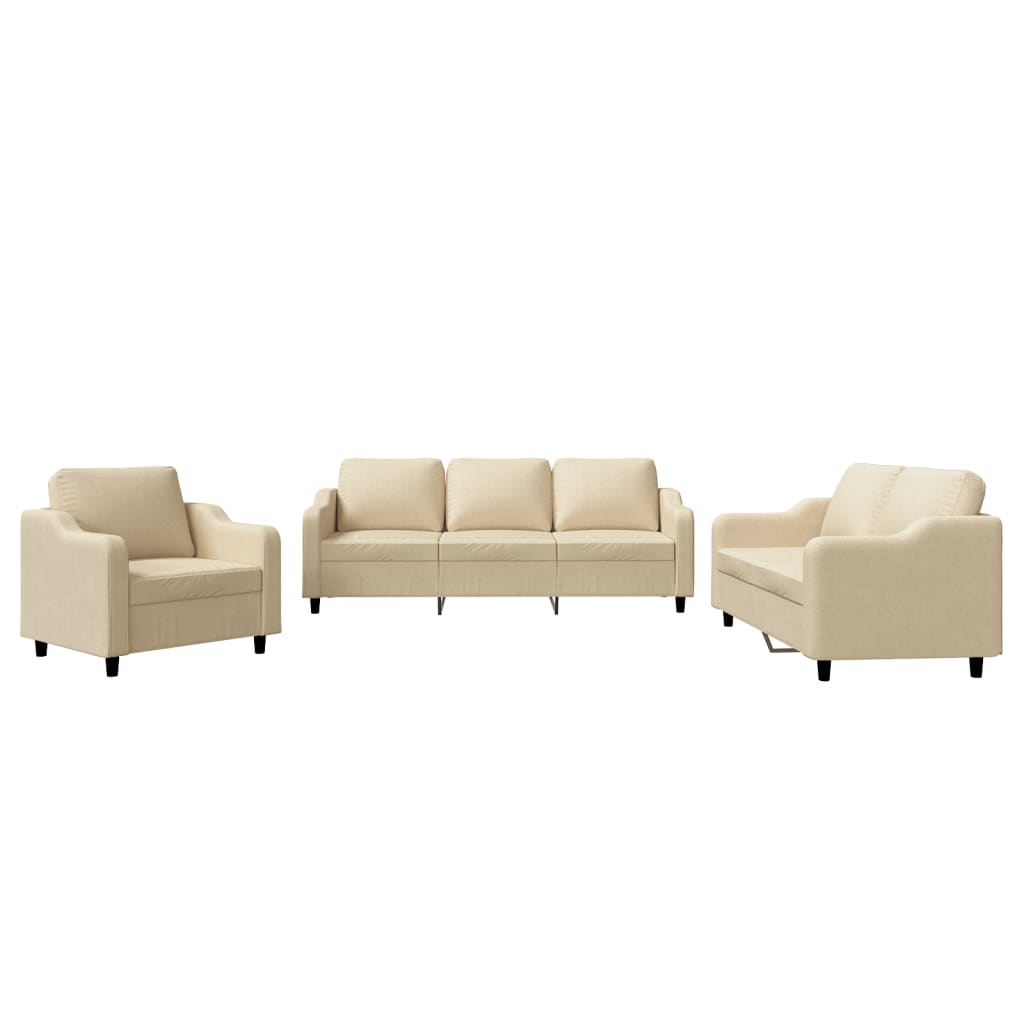 3-delige Loungeset met kussens stof crèmekleurig is nu te koop bij PeponiXL, paradijselijk wonen!