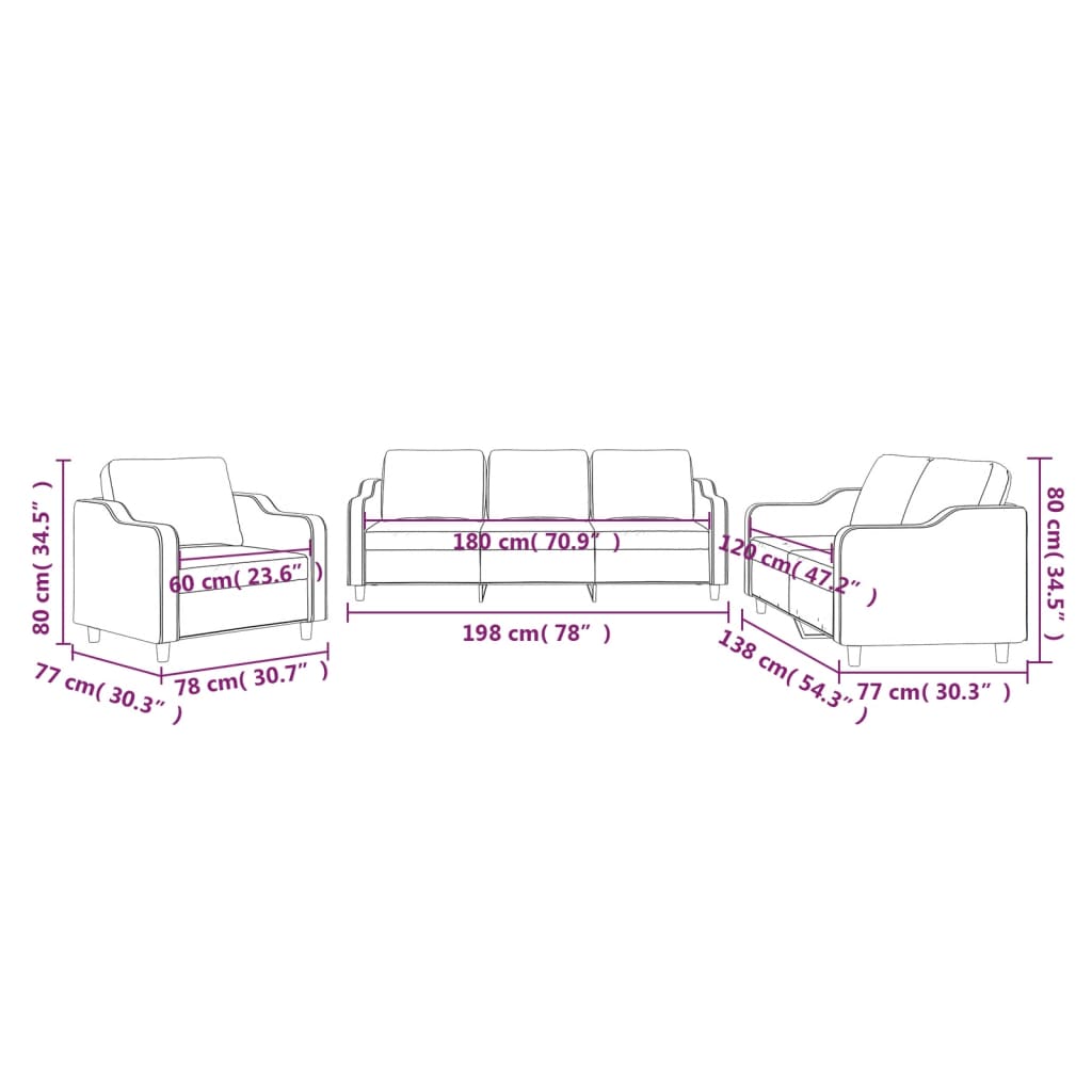 3-delige Loungeset met kussens stof crèmekleurig is nu te koop bij PeponiXL, paradijselijk wonen!