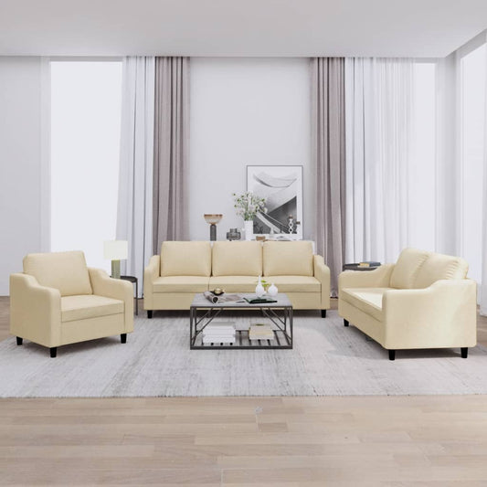 3-delige Loungeset met kussens stof crèmekleurig is nu te koop bij PeponiXL, paradijselijk wonen!
