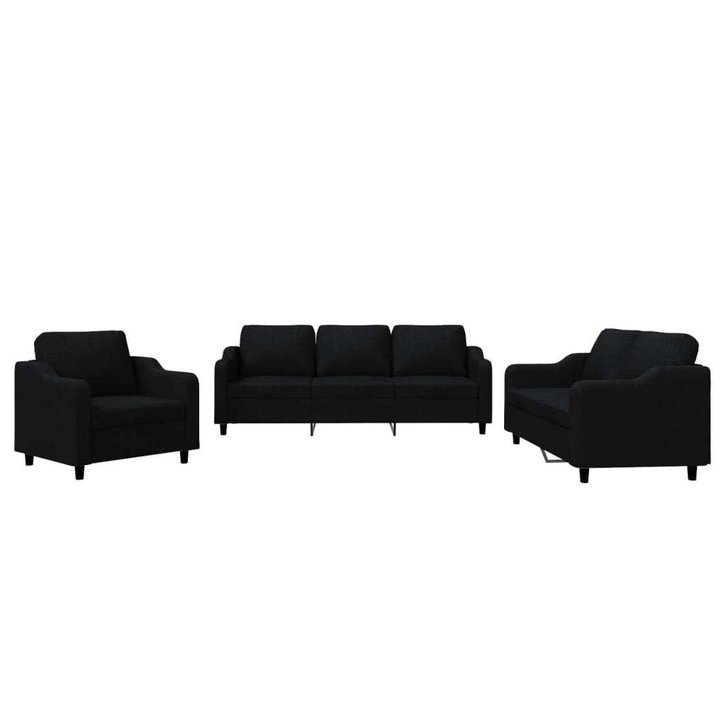 3-delige loungeset met kussens stof zwart is nu te koop bij PeponiXL, paradijselijk wonen!