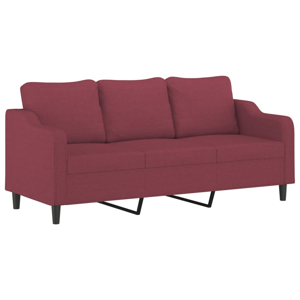 3-delige Loungeset met kussens stof wijnrood