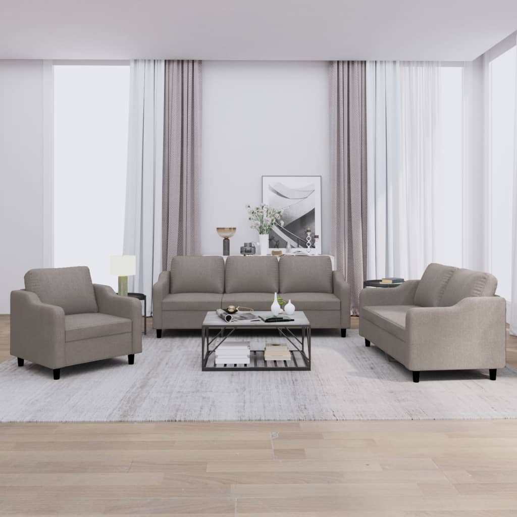 3-delige Loungeset met kussens stof taupe is nu te koop bij PeponiXL, paradijselijk wonen!