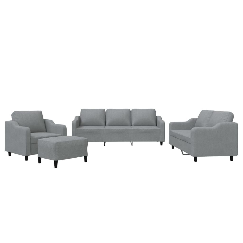 4-delige Loungeset met kussens stof lichtgrijs is nu te koop bij PeponiXL, paradijselijk wonen!