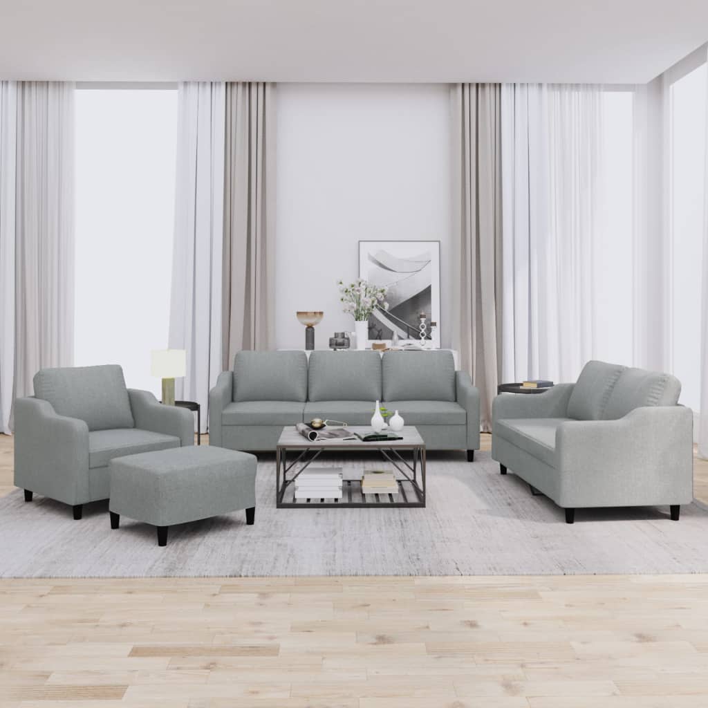4-delige Loungeset met kussens stof lichtgrijs is nu te koop bij PeponiXL, paradijselijk wonen!