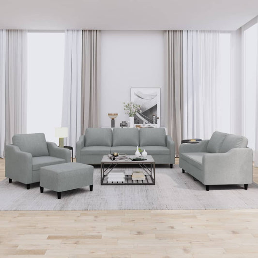 4-delige Loungeset met kussens stof lichtgrijs is nu te koop bij PeponiXL, paradijselijk wonen!