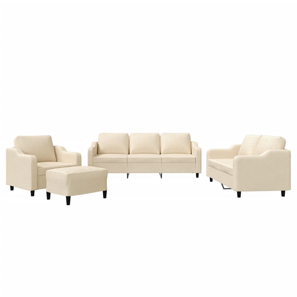 4-delige Loungeset met kussens stof crèmekleurig is nu te koop bij PeponiXL, paradijselijk wonen!