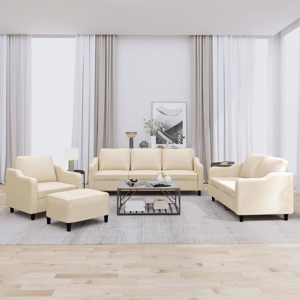 4-delige Loungeset met kussens stof crèmekleurig is nu te koop bij PeponiXL, paradijselijk wonen!