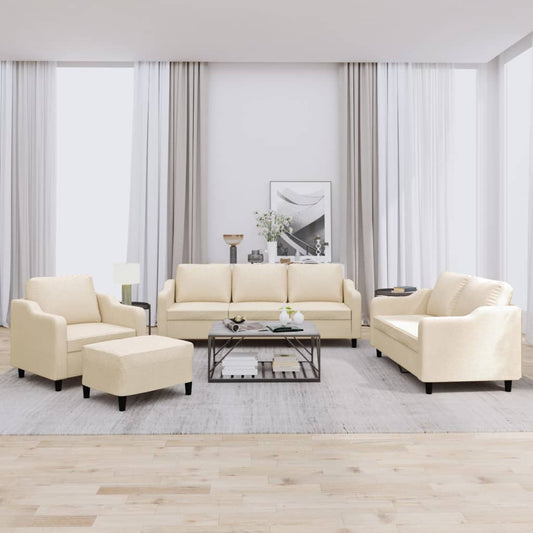 4-delige Loungeset met kussens stof crèmekleurig is nu te koop bij PeponiXL, paradijselijk wonen!
