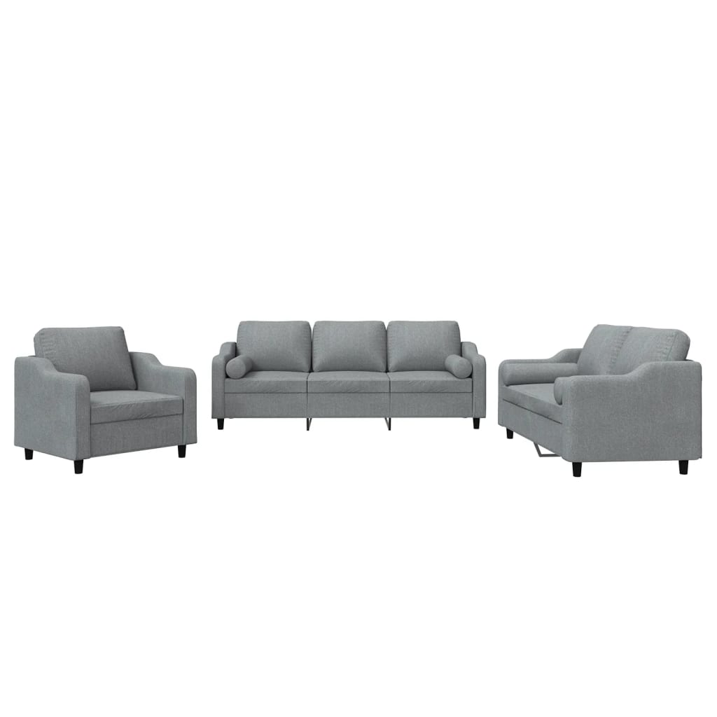 3-delige Loungeset met kussens stof lichtgrijs is nu te koop bij PeponiXL, paradijselijk wonen!