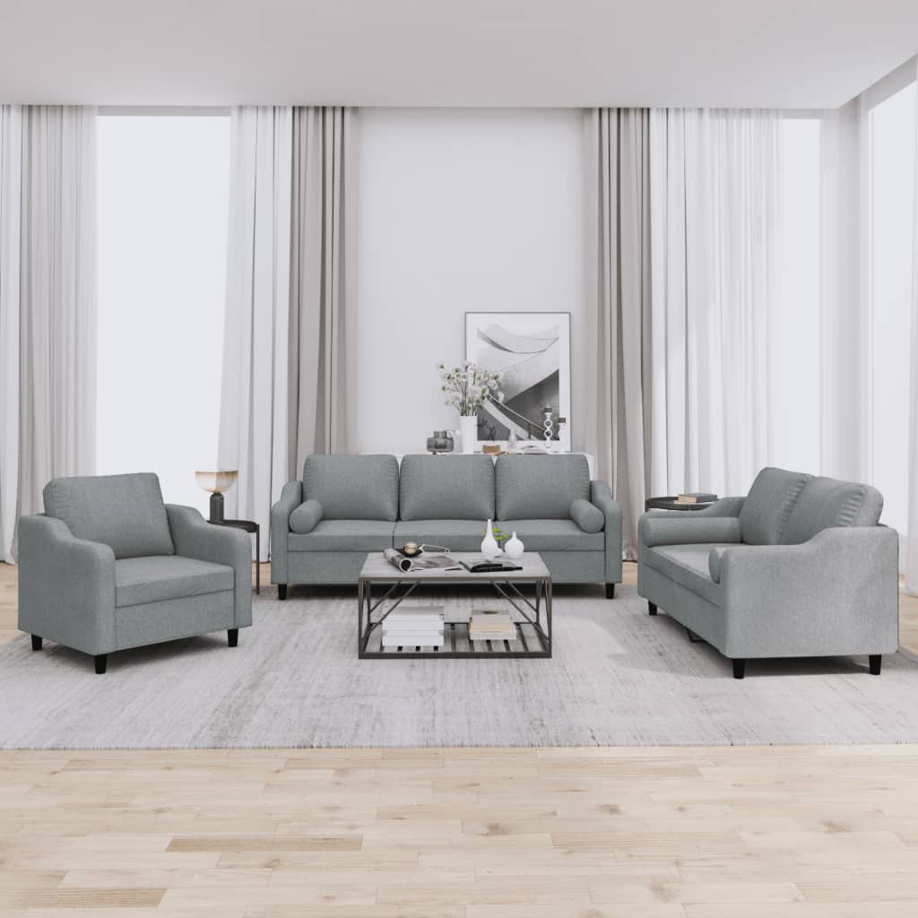 3-delige Loungeset met kussens stof lichtgrijs is nu te koop bij PeponiXL, paradijselijk wonen!