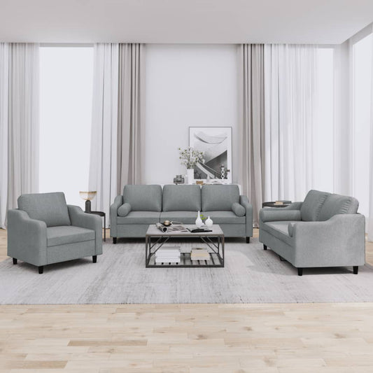 3-delige Loungeset met kussens stof lichtgrijs is nu te koop bij PeponiXL, paradijselijk wonen!