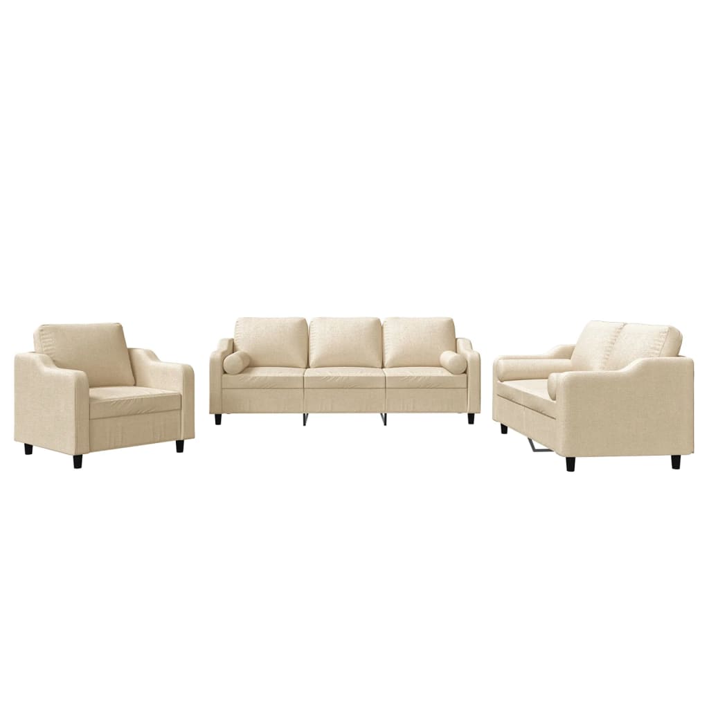 3-delige Loungeset met kussens stof crèmekleurig is nu te koop bij PeponiXL, paradijselijk wonen!