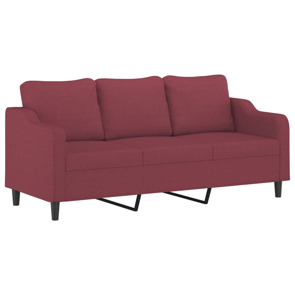 3-delige Loungeset met kussens stof wijnrood
