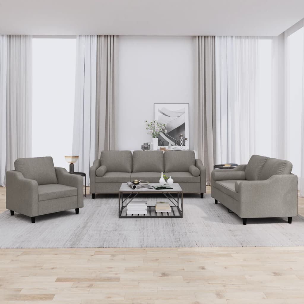 3-delige Loungeset met kussens stof taupe is nu te koop bij PeponiXL, paradijselijk wonen!