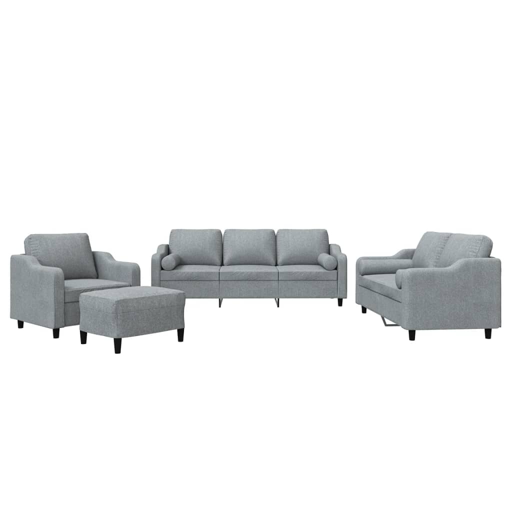 4-delige Loungeset met kussens stof lichtgrijs is nu te koop bij PeponiXL, paradijselijk wonen!