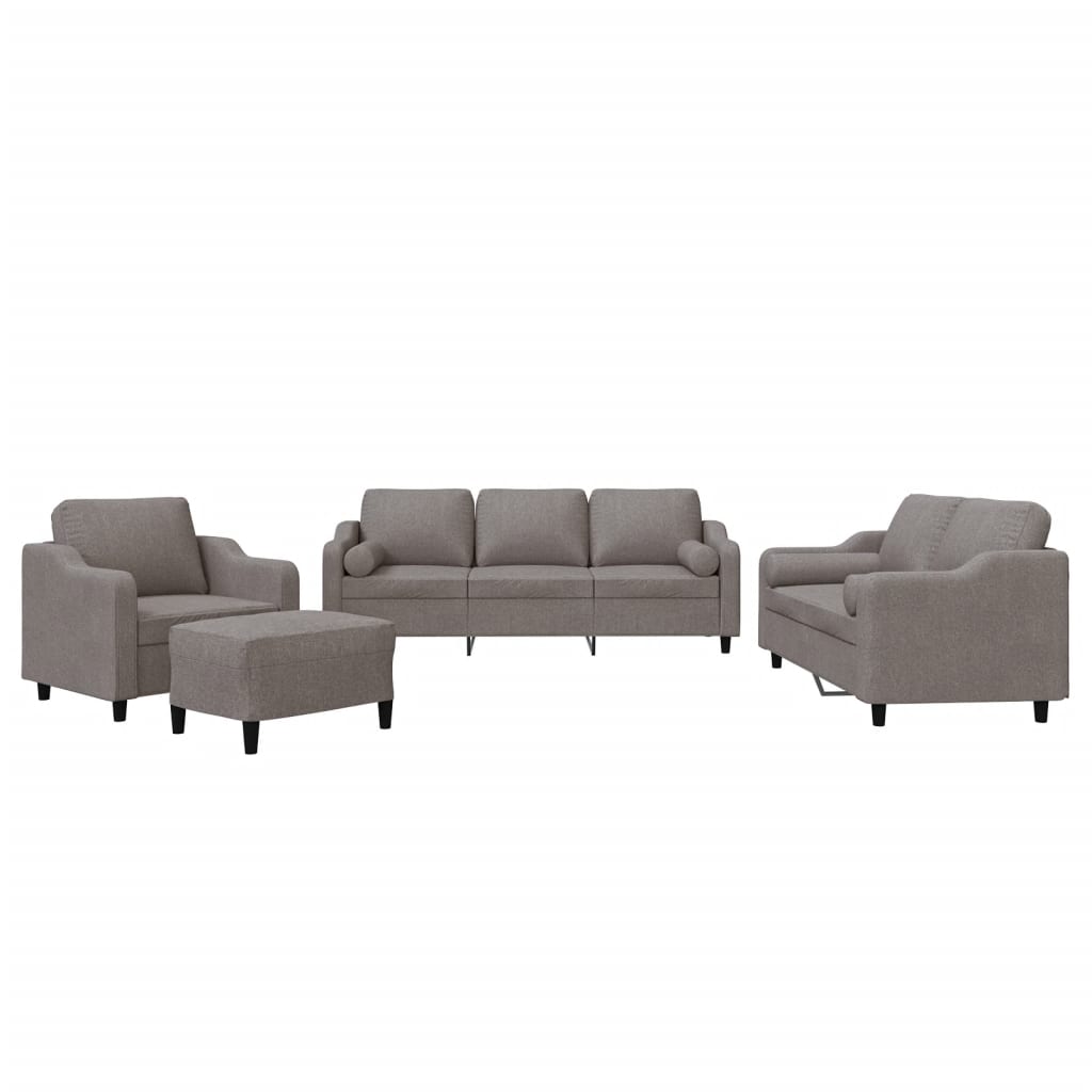 4-delige Loungeset met kussens stof taupe is nu te koop bij PeponiXL, paradijselijk wonen!