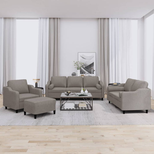 4-delige Loungeset met kussens stof taupe is nu te koop bij PeponiXL, paradijselijk wonen!
