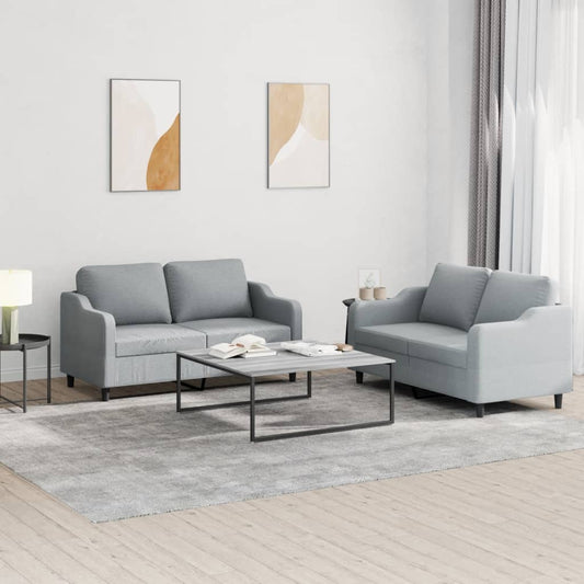 2-delige Loungeset met kussens stof lichtgrijs is nu te koop bij PeponiXL, paradijselijk wonen!