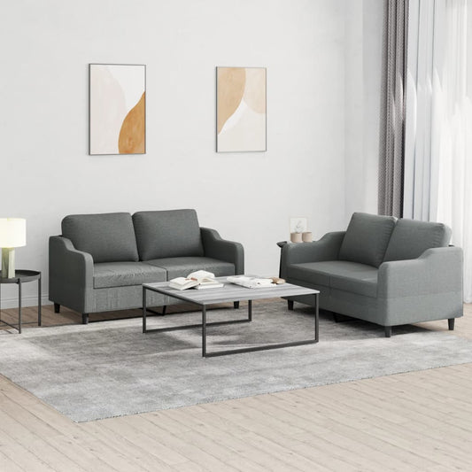 2-delige Loungeset met kussens stof donkergrijs is nu te koop bij PeponiXL, paradijselijk wonen!