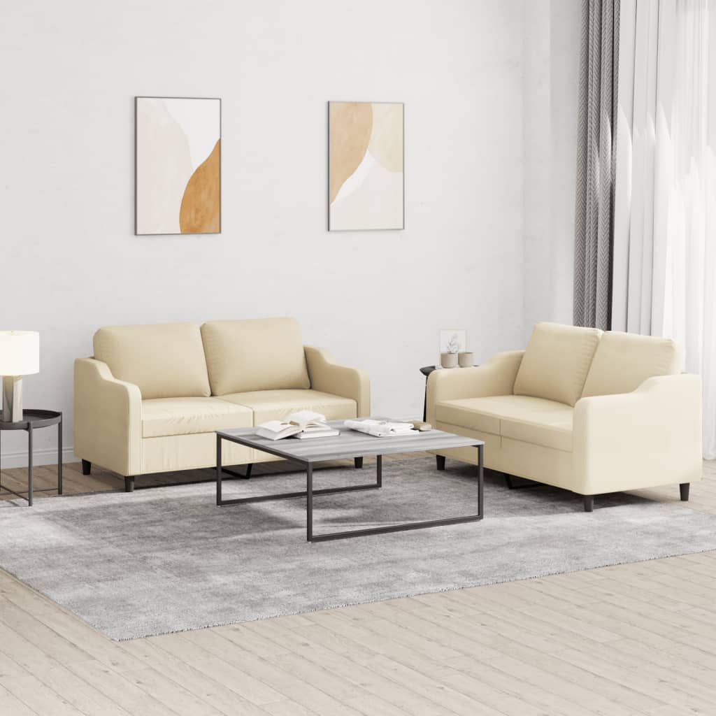 2-delige Loungeset met kussens stof crèmekleurig is nu te koop bij PeponiXL, paradijselijk wonen!