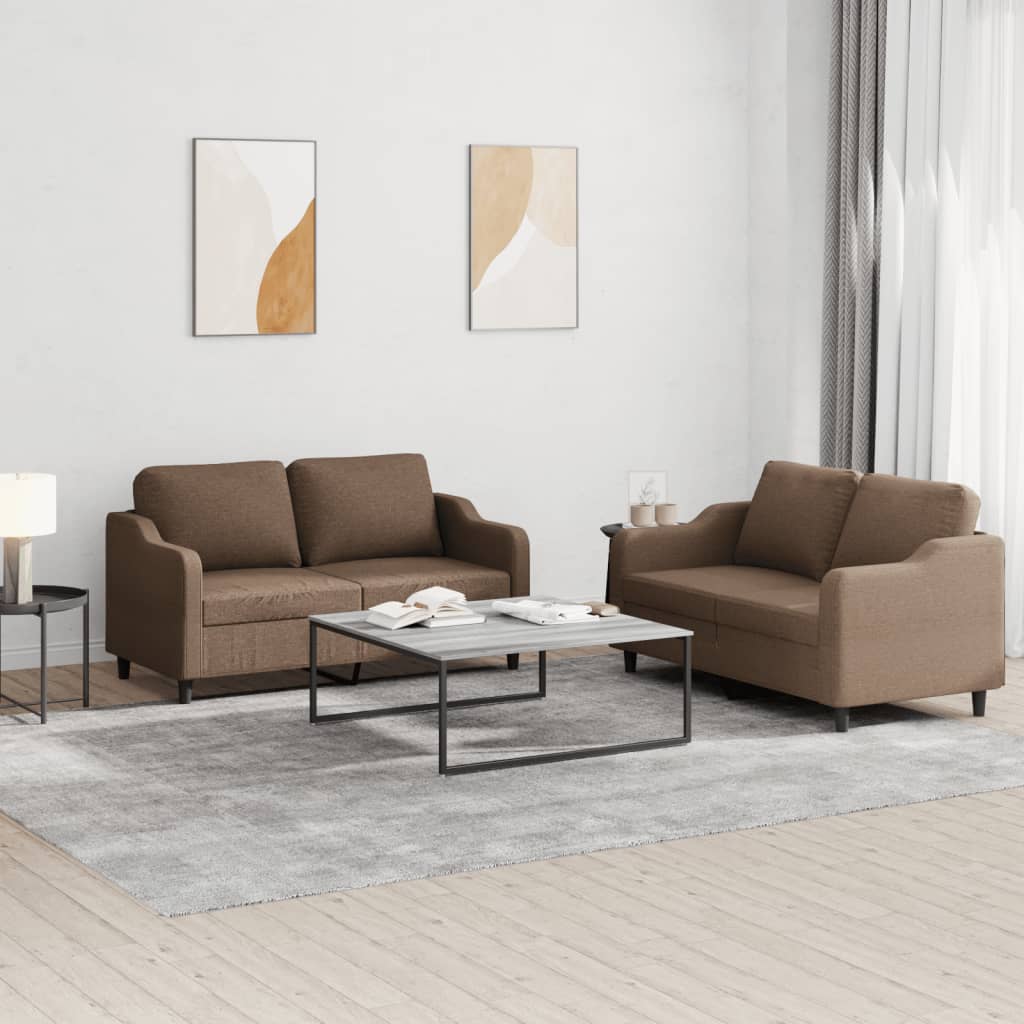 2-delige Loungeset met kussens stof bruin is nu te koop bij PeponiXL, paradijselijk wonen!