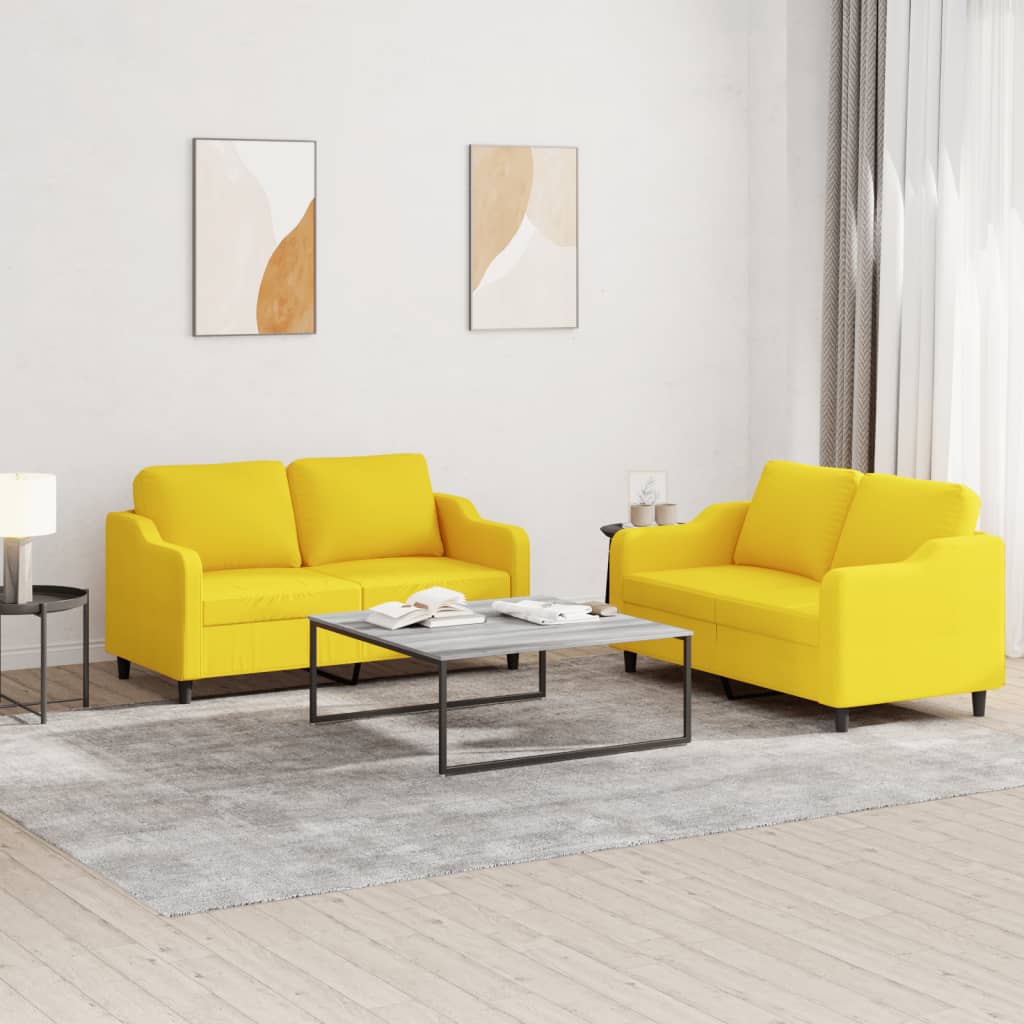 2-delige Loungeset met kussens stof lichtgeel is nu te koop bij PeponiXL, paradijselijk wonen!