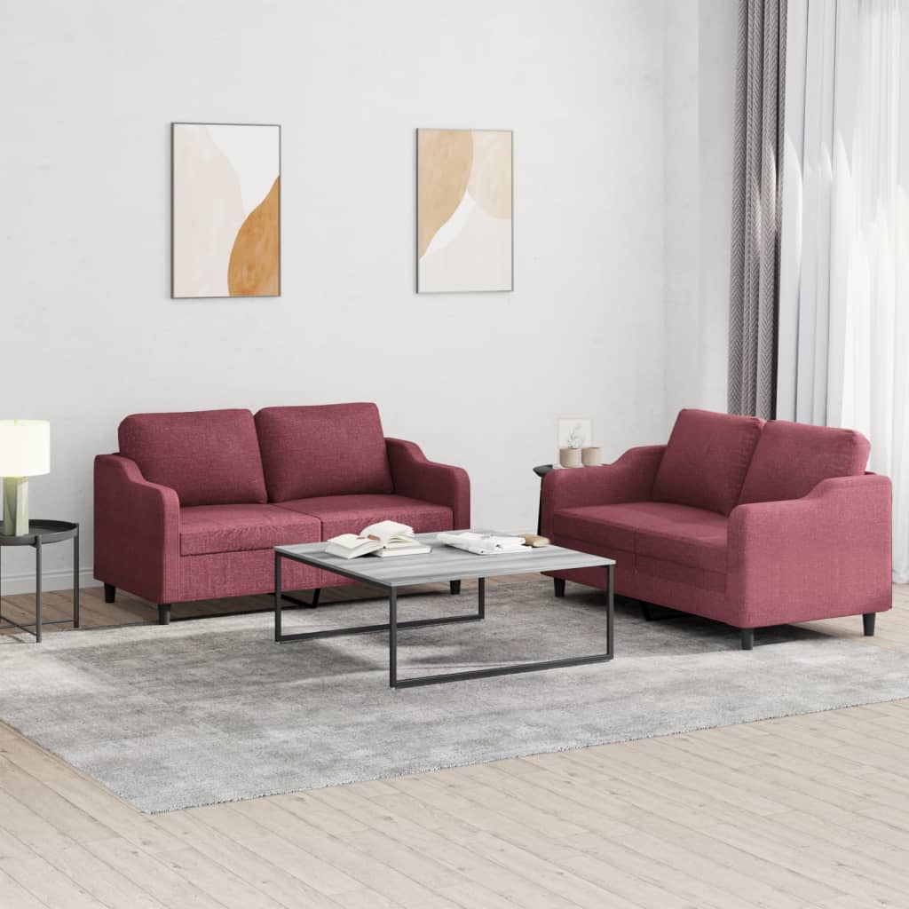 2-delige Loungeset met kussens stof wijnrood is nu te koop bij PeponiXL, paradijselijk wonen!