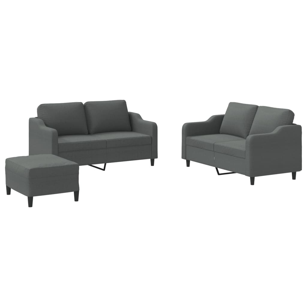 3-delige Loungeset met kussens stof donkergrijs is nu te koop bij PeponiXL, paradijselijk wonen!