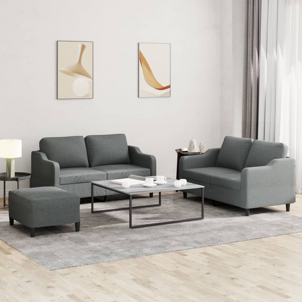 3-delige Loungeset met kussens stof donkergrijs is nu te koop bij PeponiXL, paradijselijk wonen!