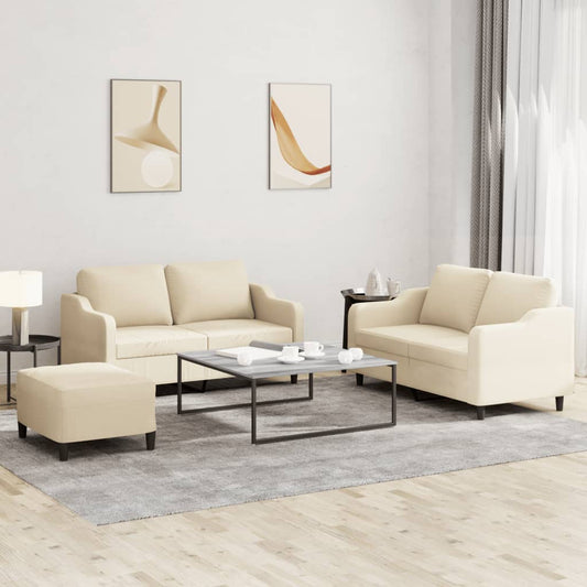3-delige Loungeset met kussens stof crèmekleurig is nu te koop bij PeponiXL, paradijselijk wonen!