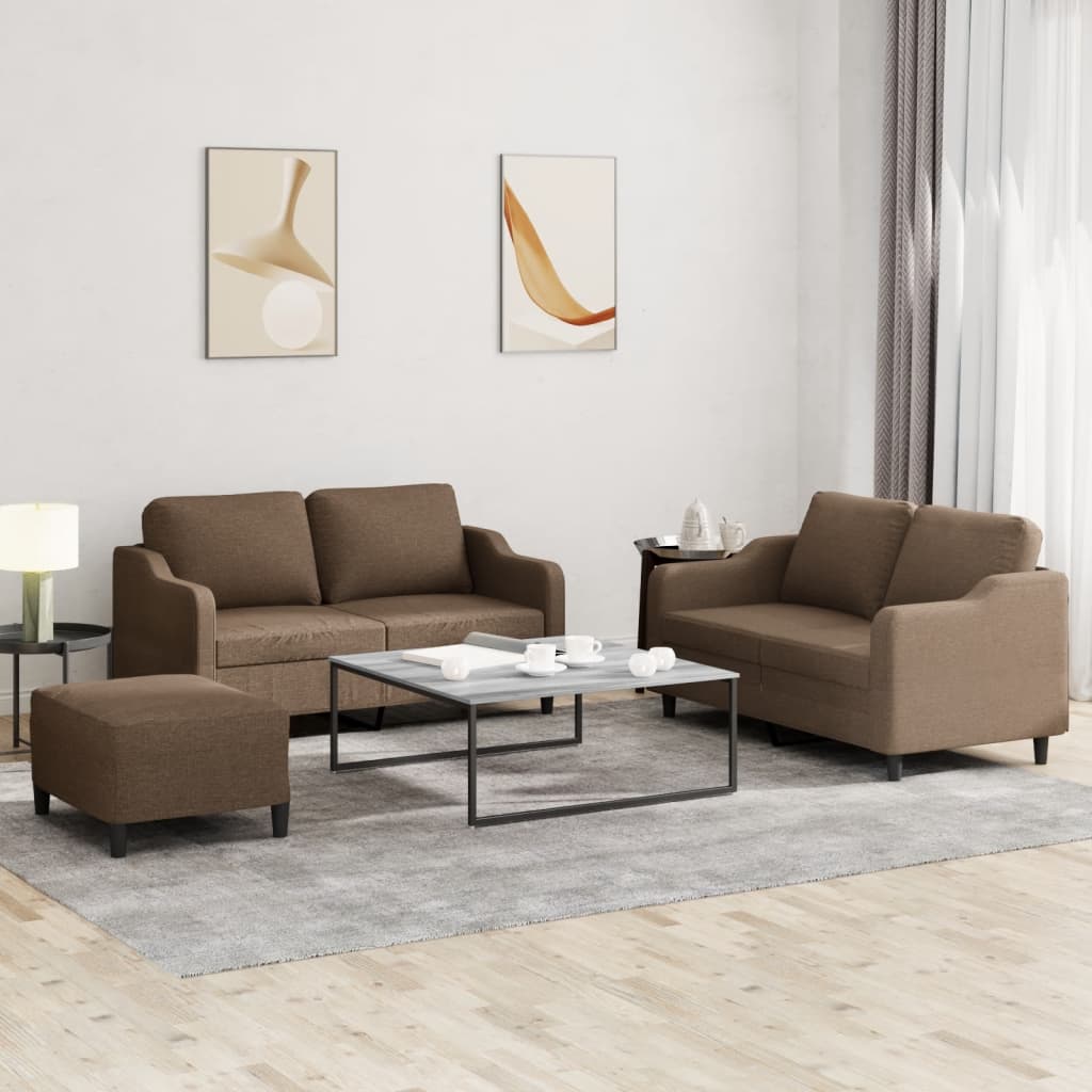 4-delige Loungeset met kussens stof bruin is nu te koop bij PeponiXL, paradijselijk wonen!