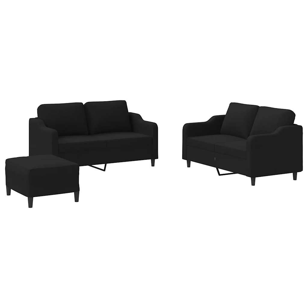 3-delige loungeset met kussens stof zwart is nu te koop bij PeponiXL, paradijselijk wonen!