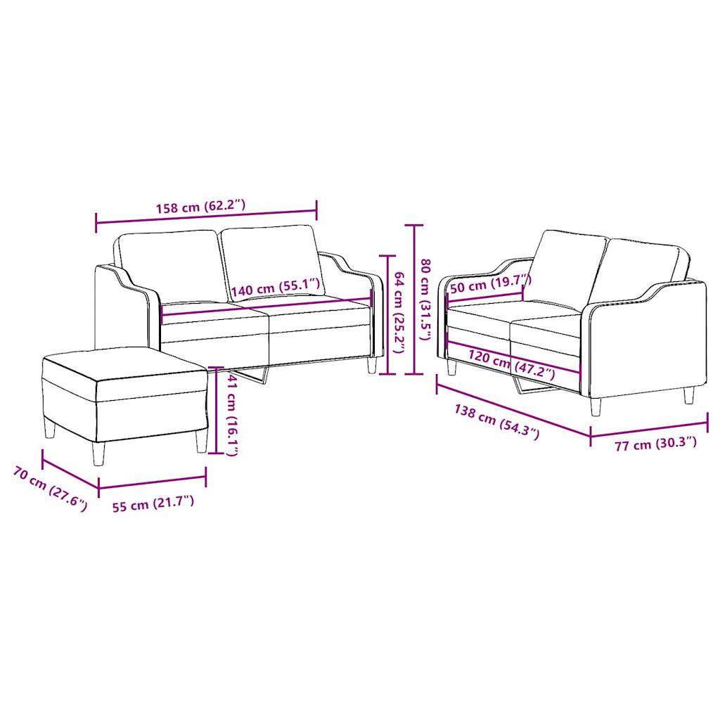 3-delige loungeset met kussens stof zwart is nu te koop bij PeponiXL, paradijselijk wonen!