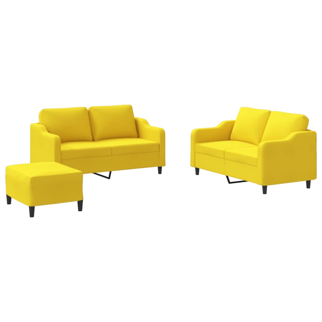 3-delige Loungeset met kussens stof lichtgeel is nu te koop bij PeponiXL, paradijselijk wonen!