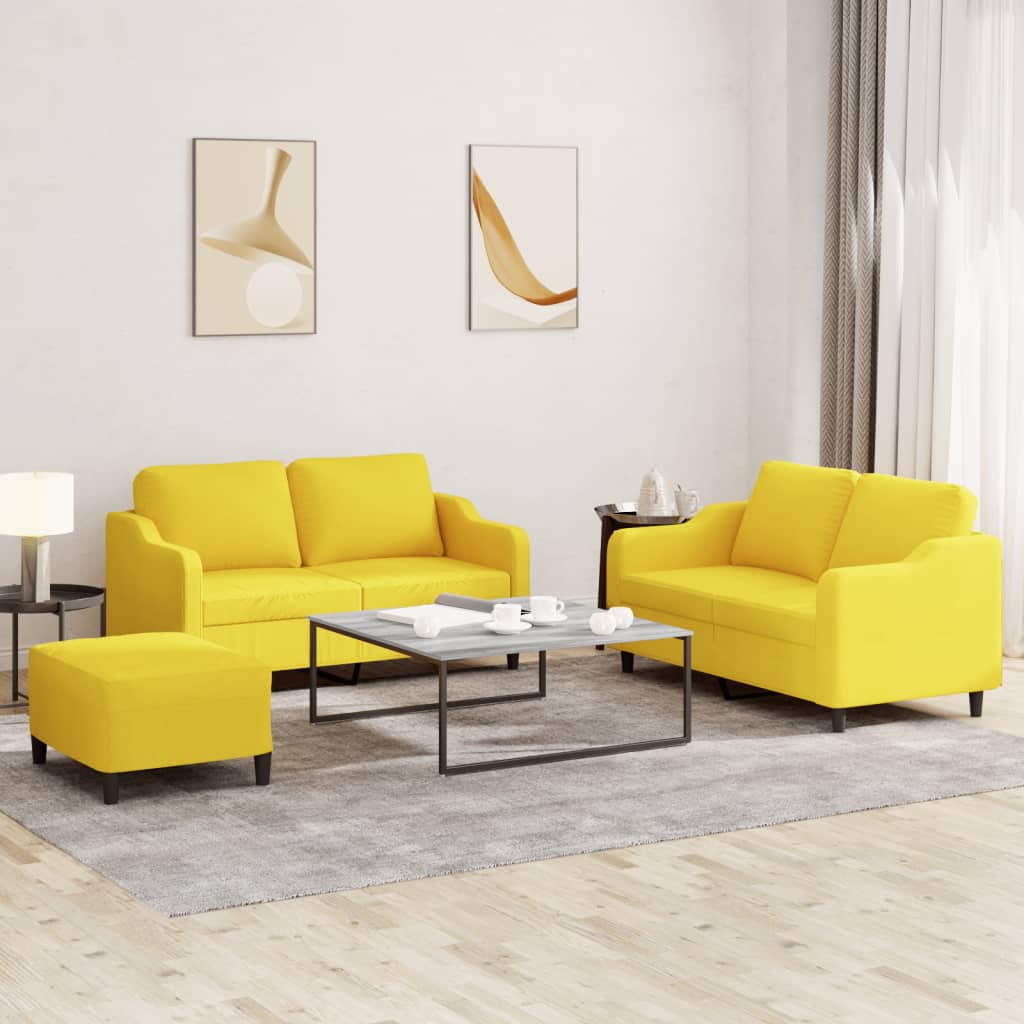3-delige Loungeset met kussens stof lichtgeel is nu te koop bij PeponiXL, paradijselijk wonen!