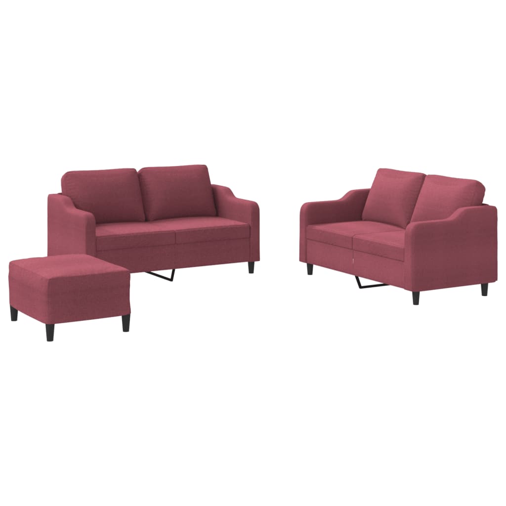3-delige Loungeset met kussens stof wijnrood is nu te koop bij PeponiXL, paradijselijk wonen!