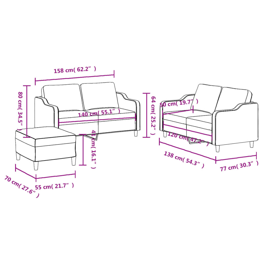 3-delige Loungeset met kussens stof taupe is nu te koop bij PeponiXL, paradijselijk wonen!